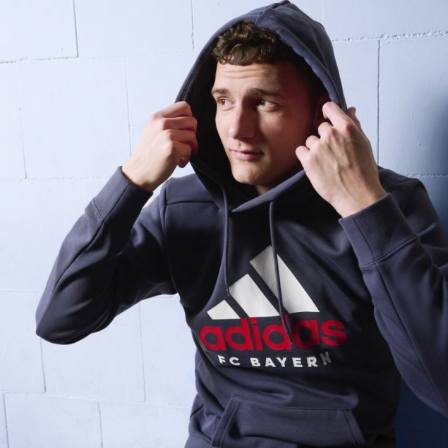 Azul Marino Adidas Fc Bayern Dna Sudadera Con Capucha Gráfica