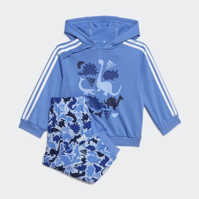 Conjunto De Joggers De Felpa Francesa Con Estampado De Dinosaurio Azul Camuflado Adidas