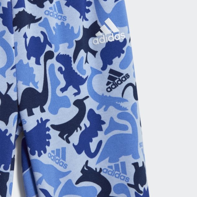 Conjunto De Joggers De Felpa Francesa Con Estampado De Dinosaurio Azul Camuflado Adidas