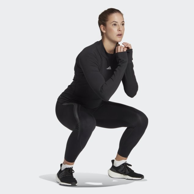 Adidas Camiseta De Entrenamiento De Manga Larga Negra Techfit Aeroready Warm