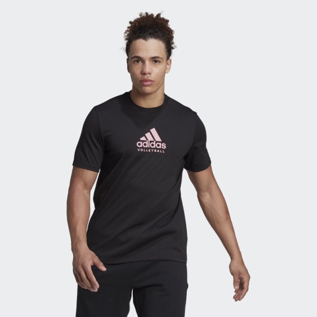 Camiseta De Voleibol Con Logo Gráfico Adidas Negra