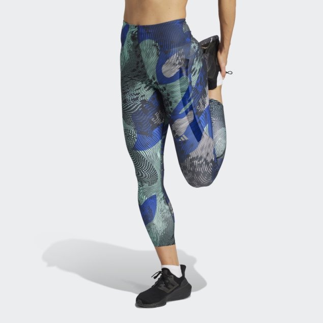 Adidas Adizero Running Allover Print 7/8 Leggings Azul