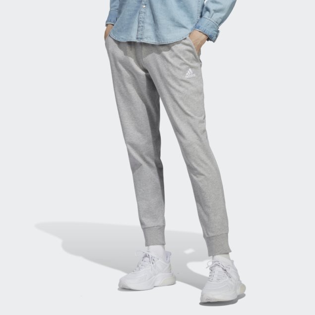 Pantalón Essentials Single Jersey Tapered Cuff Adidas Gris Medio