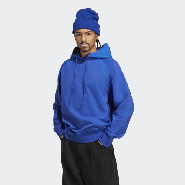 Adidas Sudadera Con Capucha Azul Premium Essentials De Nailon Arrugado