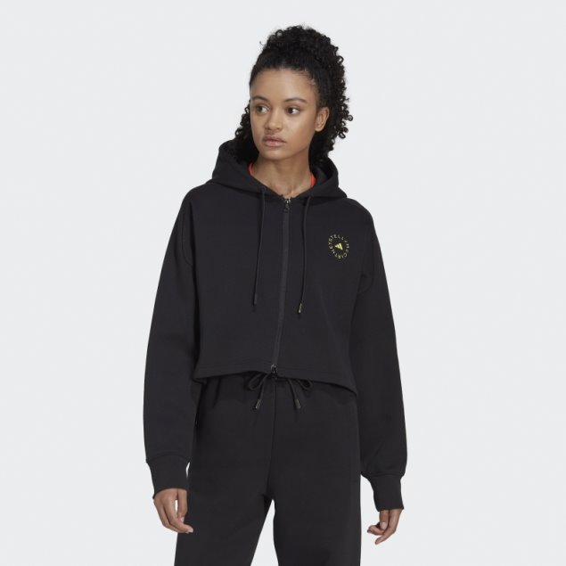 Adidas By Stella Mccartney Cropped Sudadera Con Capucha Negro Moda