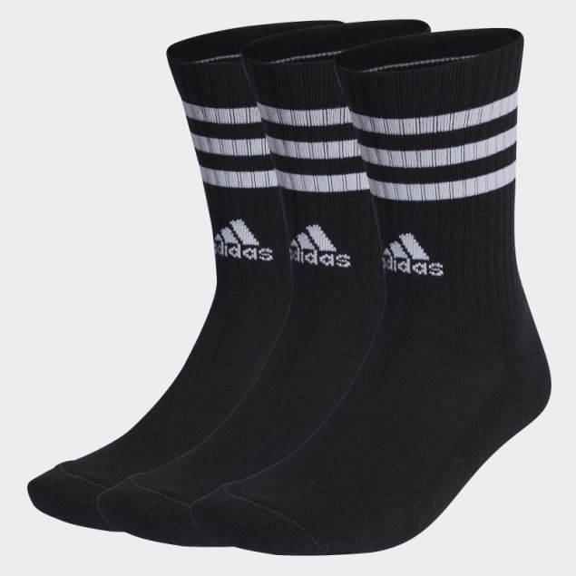 Adidas 3-stripes Cushioned Crew Calcetines Blancos 3 Pares