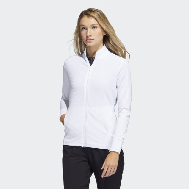 Chaqueta Texturizada Con Cremallera Completa Adidas Blanca