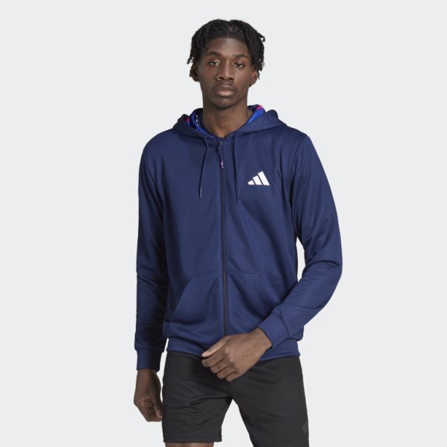 Chaqueta Adidas Train Essentials Season Training Full Zip Azul Oscuro