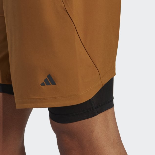 Pantalones Cortos De Entrenamiento De Yoga 2 En 1 Adidas Bronce