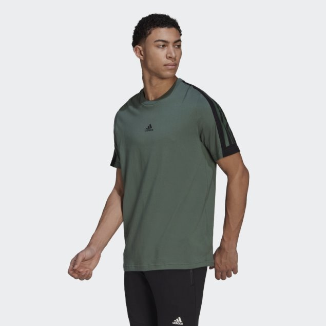 Adidas Camiseta Verde Con 3 Rayas De Iconos De Futuro De óxido
