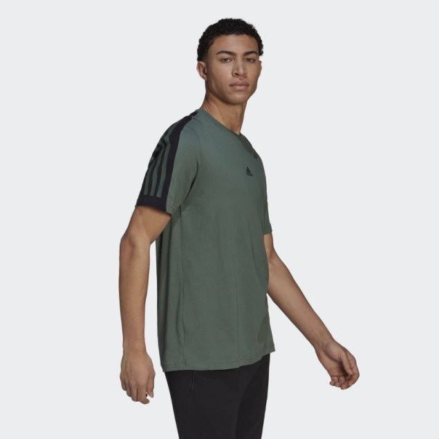 Adidas Camiseta Verde Con 3 Rayas De Iconos De Futuro De óxido