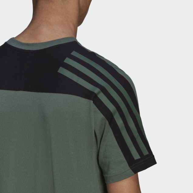 Adidas Camiseta Verde Con 3 Rayas De Iconos De Futuro De óxido