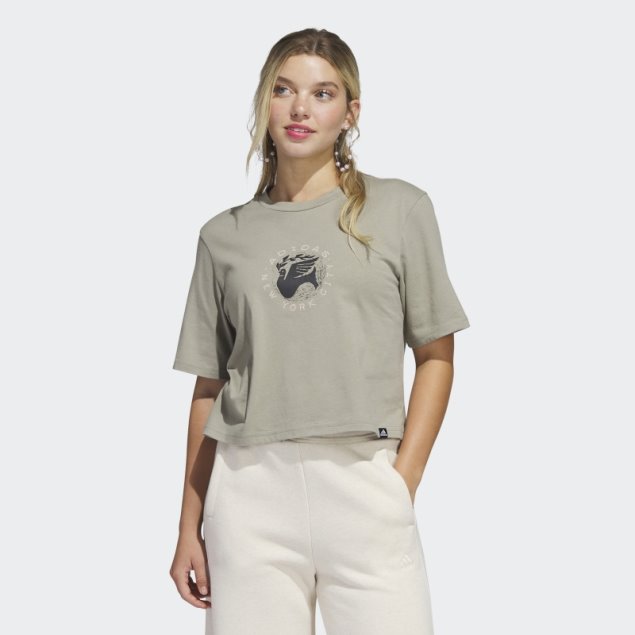 Plata Pebble Adidas New York Pigeon Crop Camiseta Gráfica Moda