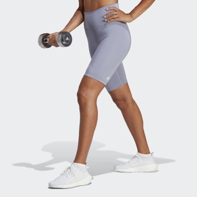 Leggings Cortos De Entrenamiento En Bicicleta Violeta Plateado Adidas Optime