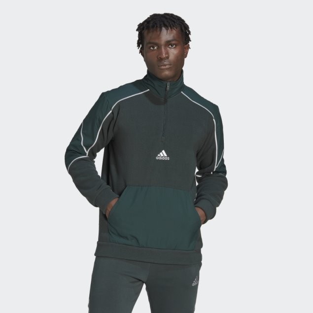 Adidas Essentials Reflect-in-The-Dark Polar Fleece Quarter-Zip Top Verde