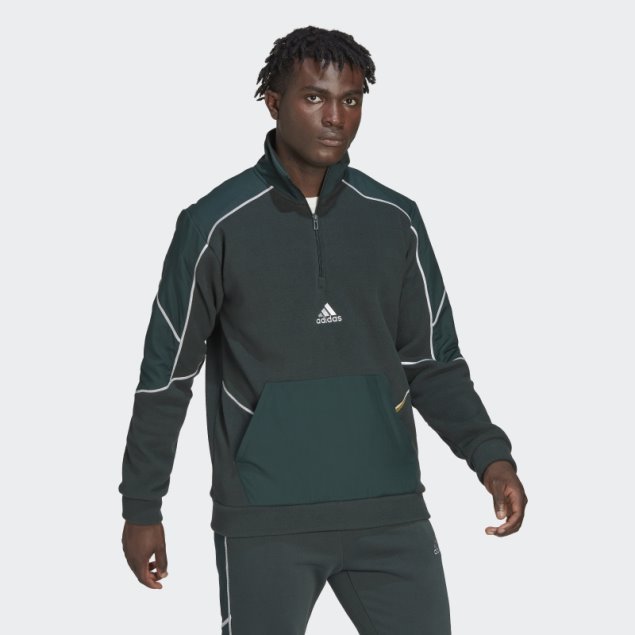 Adidas Essentials Reflect-in-The-Dark Polar Fleece Quarter-Zip Top Verde