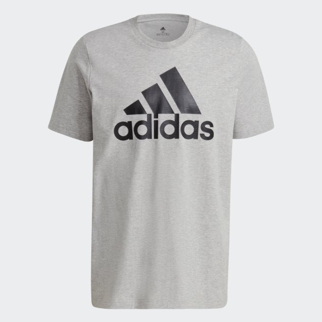 Camiseta Adidas Essentials Con Logo Grande Gris Medio