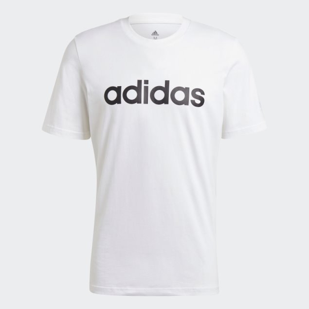 Camiseta Blanca Con Logo Bordado Essentials De Adidas En Blanco