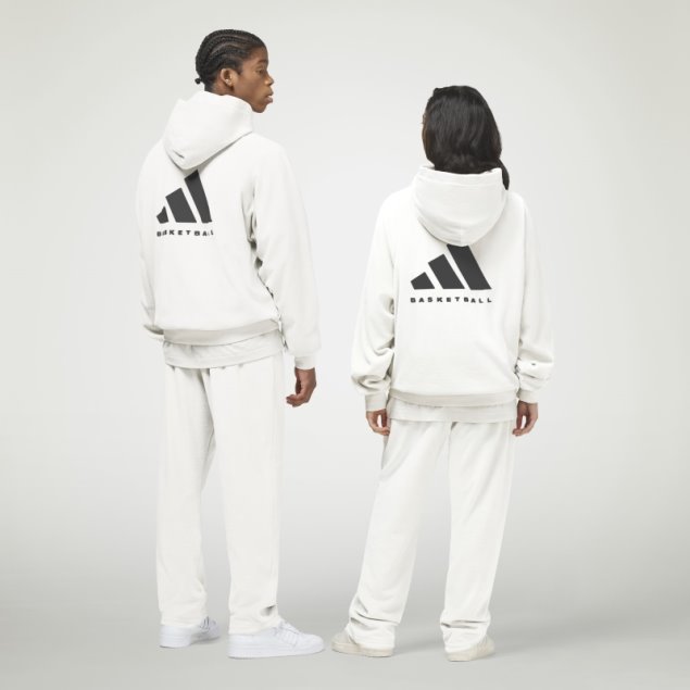 Blanco Adidas Baloncesto Terciopelo Sudadera Con Capucha De Moda