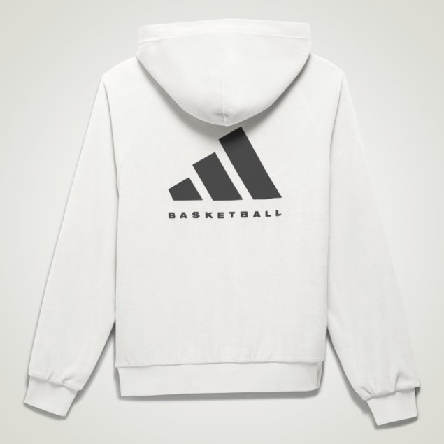 Blanco Adidas Baloncesto Terciopelo Sudadera Con Capucha De Moda