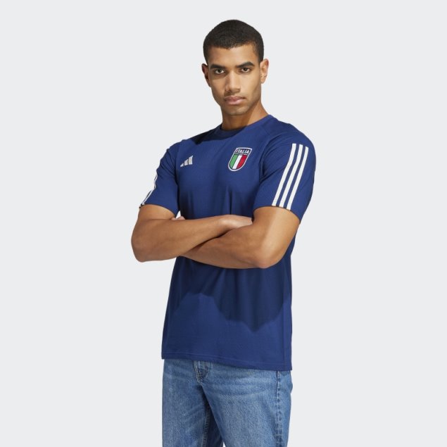 Camiseta Adidas Italia Tiro 23 Algodón Azul Oscuro