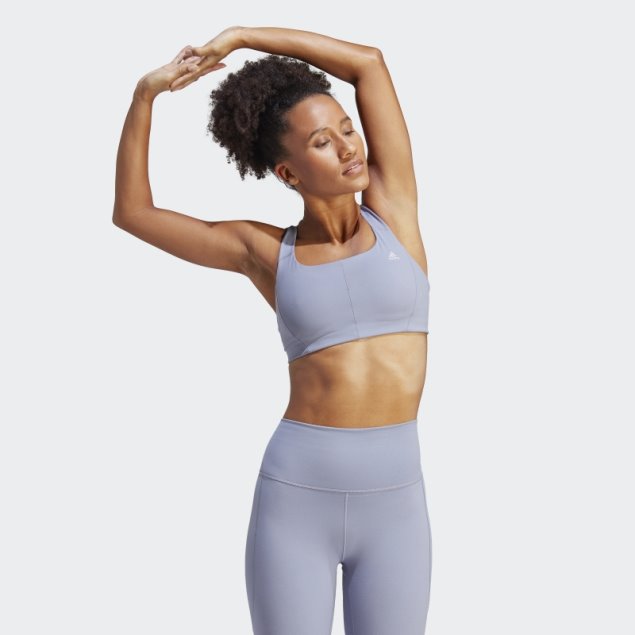 Sujetador De Sujeción Media Coreflow Plateado Violeta Adidas