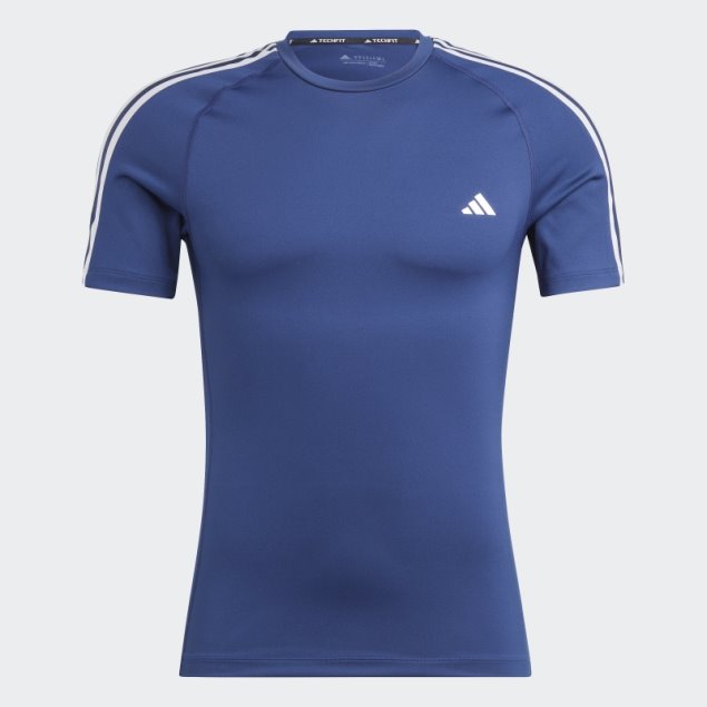 Camiseta De Entrenamiento Techfit 3 Bandas Adidas Azul Oscuro