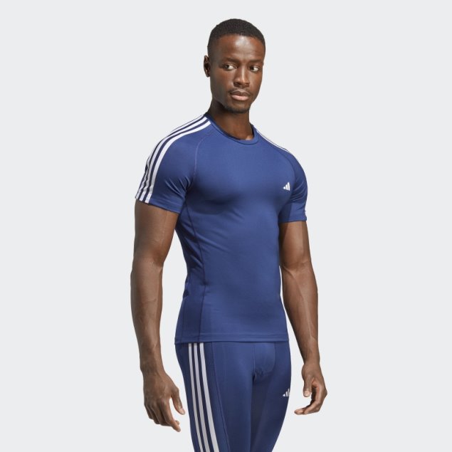 Camiseta De Entrenamiento Techfit 3 Rayas Adidas Azul Oscuro