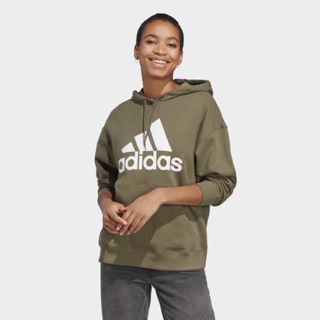 Sudadera Con Capucha Extragrande De Felpa Francesa Con Logo Grande Verde Oliva Adidas Adidas