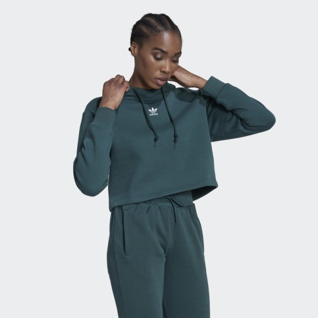 Sudadera Verde Mineral Adicolor Essentials Crop Fleece Adidas
