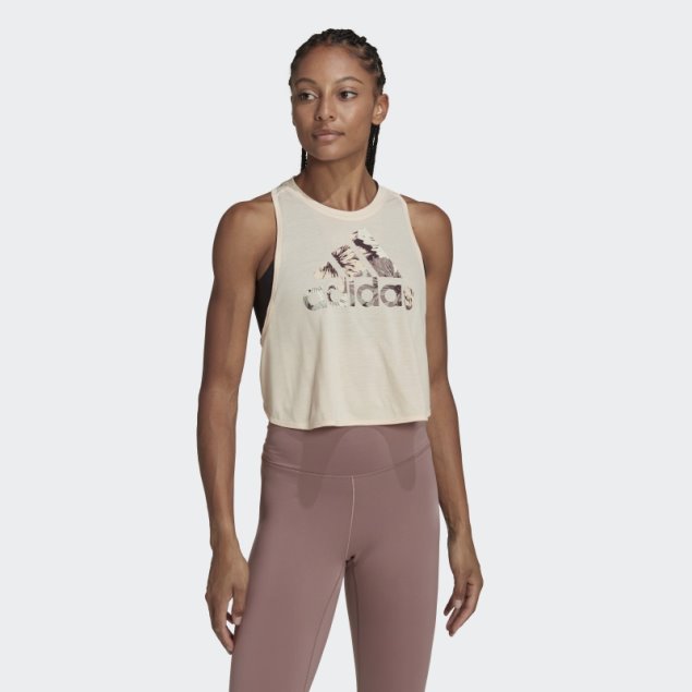 Aeroready Made For Training Camiseta Floral Sin Mangas Adidas Ecru Tint