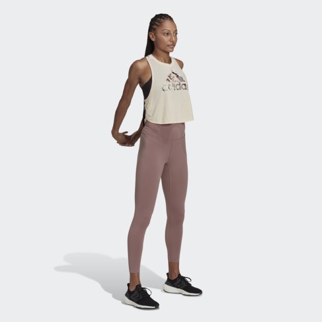 Aeroready Made For Training Camiseta Floral Sin Mangas Adidas Ecru Tint