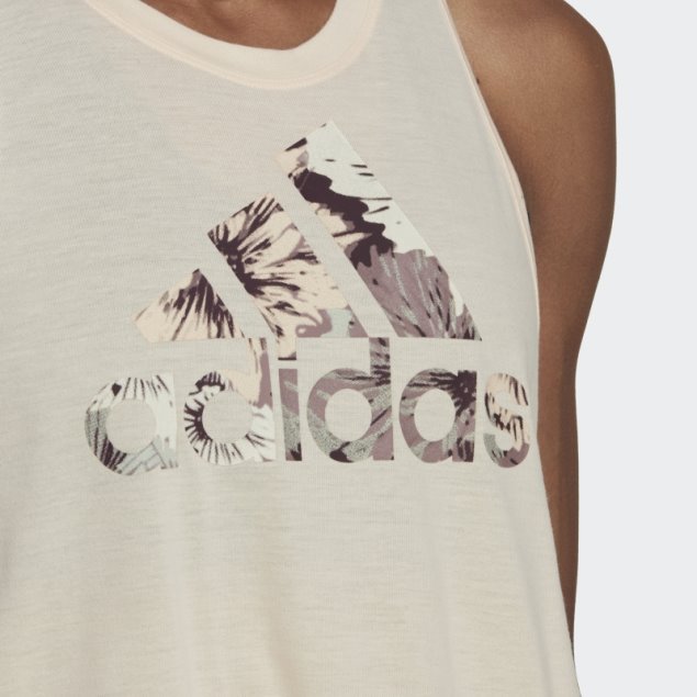 Aeroready Made For Training Camiseta Floral Sin Mangas Adidas Ecru Tint