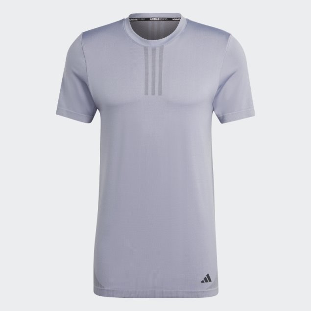 Adidas Aeroknit Yoga Base Camiseta De Entrenamiento Sin Costuras Violeta Plateado