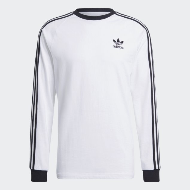 Adidas Adicolor Camiseta Clásica De Manga Larga Con 3 Rayas En Blanco
