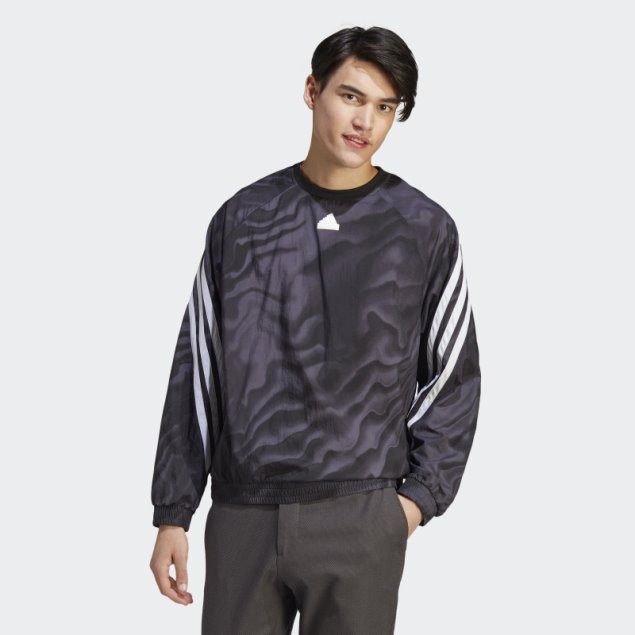 Adidas Sudadera Negra Con Gráfico De Iconos Del Futuro