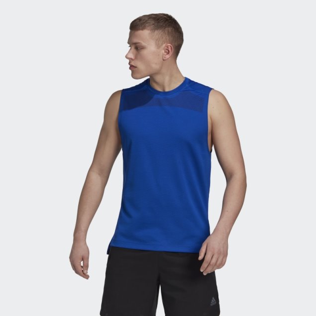 Camiseta Sin Mangas Adidas Training Front Rack Impact Azul Real