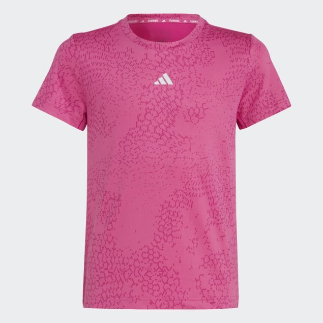 Camiseta Fucsia Aeroready Con Estampado Integral De 3 Rayas Adidas