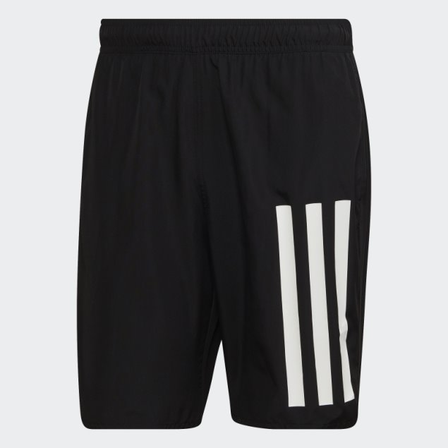 Shorts De Baño Negros De Largo Clásico Con 3 Rayas Adidas