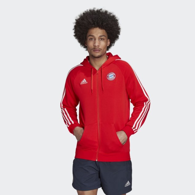 Adidas Fc Bayern Dna Sudadera Con Capucha Y Cremallera Completa Roja