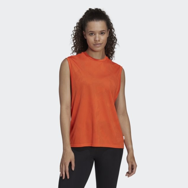 Playera Sin Mangas Naranja Adidas Hecha Para Ser Rehecha