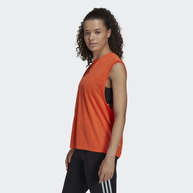 Playera Sin Mangas Naranja Adidas Hecha Para Ser Rehecha