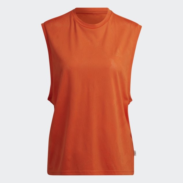 Playera Sin Mangas Naranja Adidas Hecha Para Ser Rehecha