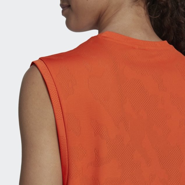 Playera Sin Mangas Naranja Adidas Hecha Para Ser Rehecha