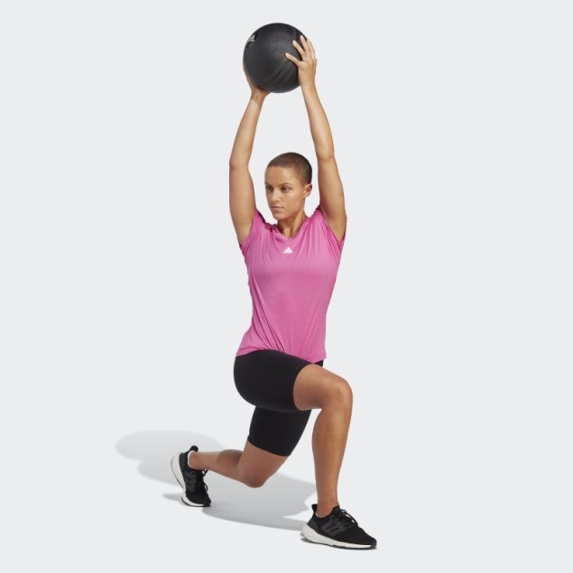 Adidas Aeroready Train Essentials Minimal Branding Camiseta Con Cuello En V Fucsia