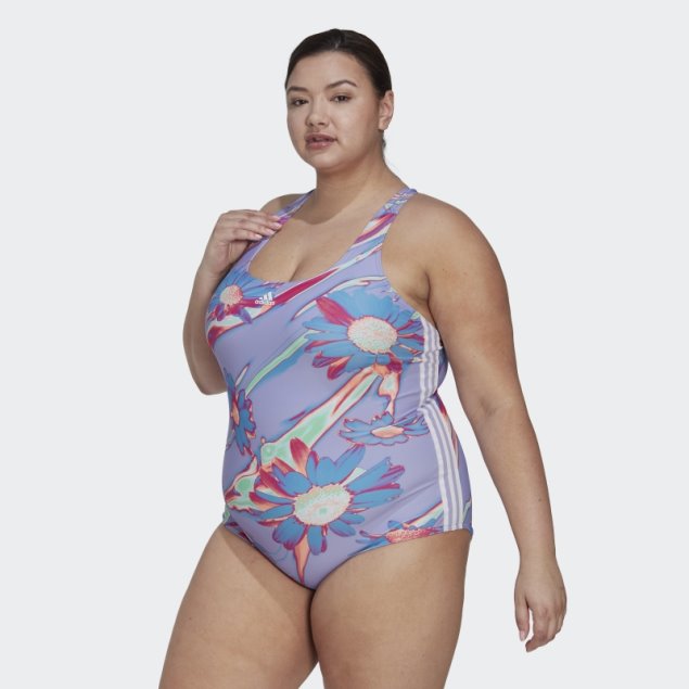 Bañador Violeta Claro Adidas Positivisea 3-stripes Graphic (talla Grande)