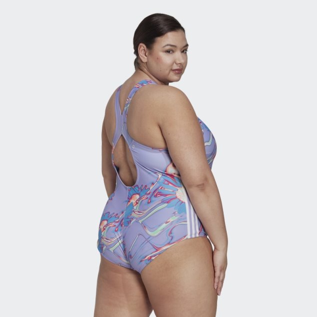 Bañador Violeta Claro Adidas Positivisea 3-stripes Graphic (talla Grande)