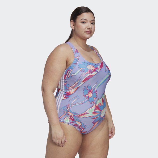 Bañador Violeta Claro Adidas Positivisea 3-stripes Graphic (talla Grande)