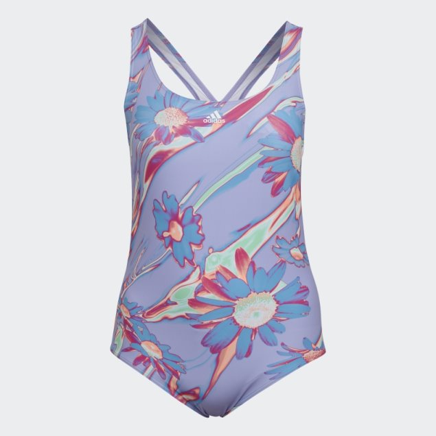 Bañador Violeta Claro Adidas Positivisea 3-stripes Graphic (talla Grande)