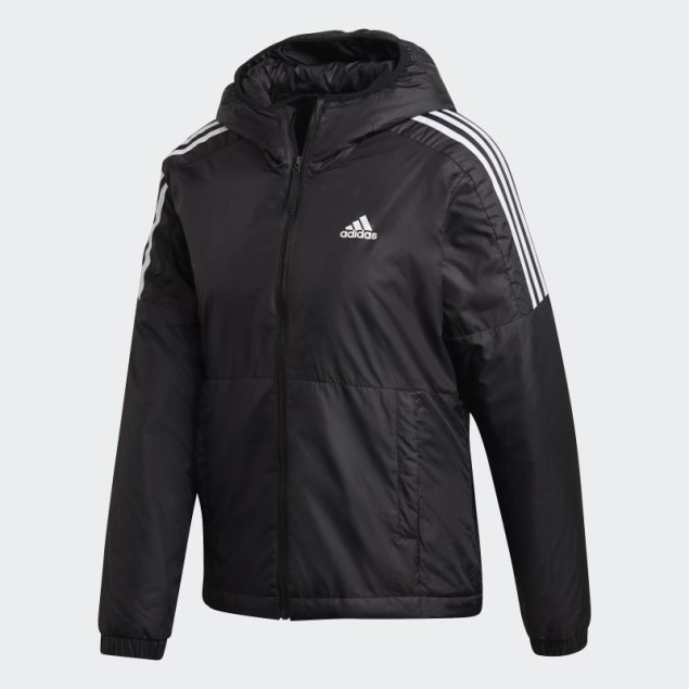 Chamarra Negra Con Capucha Y Aislamiento Adidas Essentials